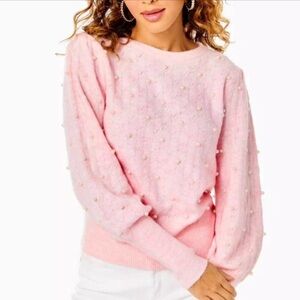 Lilly Pulitzer Eda Sweater Pink Blossom Pearls